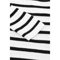 Stripe Collared V Neck Lightweight Knit Casual Sweater - L thumbnail