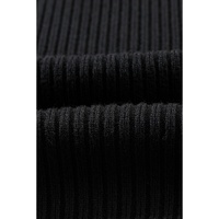 Black Patch Pocket Ribbed Knit Short Sleeve Sweater - XL thumbnail