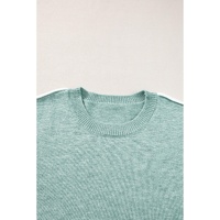 Moonlight Jade Colorblock Contrasting Edge Crewneck Sweater - L thumbnail