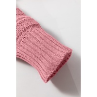 Peach Blossom Pointelle Knit Raglan Sleeve Hooded Sweater - L thumbnail