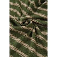 Green Stripe Drop Shoulder Casual Sweater - M thumbnail
