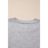 Gray Star Pattern Drop Shoulder Sweater - L thumbnail