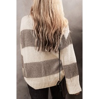 Simply Taupe Colorblock Loose Pullover Sweater - L thumbnail