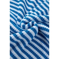 Sky Blue Stripe Zip up Collar Drop Shoulder Sweater - S thumbnail