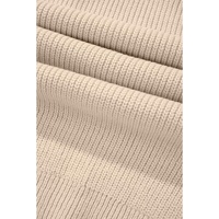 Beige Solid Color Drawstring Hooded Drop Shoulder Pullover Sweater - XL thumbnail