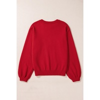 Fiery Red Pearl Beaded Merry Casual Sweater - XL thumbnail