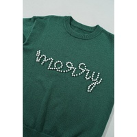 Blackish Green Pearl Beaded Merry Casual Sweater - M thumbnail