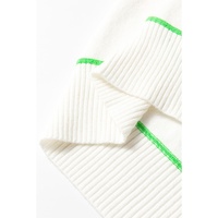 White Colorblock Striped Half Sleeve Drop Shoulder Sweater - XL thumbnail