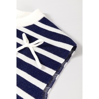 Blue Stripe Knitted Bow Decor Sweater Vest - S thumbnail