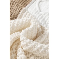 Brown Colorblock Hollow-out Front Tie V Neck Lightweight Sweater - L thumbnail