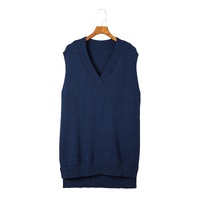 Dark Blue Knit Vest Pullover Sweater - L thumbnail