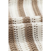 Khaki Stripe Hollowed Knit Sleeveless Sweater Dress - M thumbnail