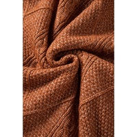 Coffee Cable Knit Drop Shoulder Loose Fit Sweater Dress - M thumbnail