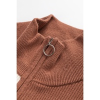 Black Stripe Color Block Quarter Zip Collar Short Sleeve Sweater Dress - M thumbnail
