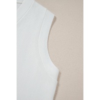 White V Neck Buttoned Sweater Vest - M thumbnail