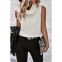 White Central Seam Cowl Neck Sweater Vest - L thumbnail