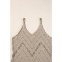 Parchment Chevron Pointelle Knit Spaghetti Straps Sweater Vest - XL thumbnail