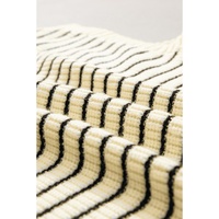 Beige Stripe Turn-down V Neck Sweater Tank Top - M thumbnail