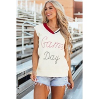 White Vintage Game Day Sweater Vest - S thumbnail
