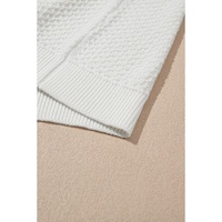 White Solid Color Eyelet Knit Crew Neck Sweater Vest - L thumbnail