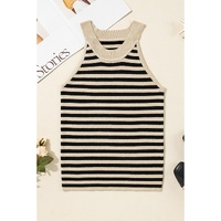 Black Stripe Crew Neck Slim Fit Sweater Vest - M thumbnail
