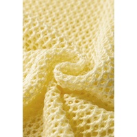 Yellow Solid Color Hollowed Knit Round Neck Sweater Vest - S thumbnail