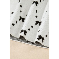 White Bow Pattern Buttoned Side Cropped Sweater Vest - L thumbnail