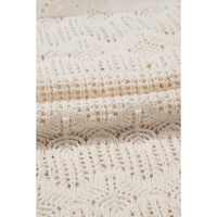Beige Embroidered Patchwork Hollow Out Knitted Ruffle Sweater Vest - XL thumbnail