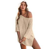 Azura Exchange Textured Knit Drop Shoulder Tee - L thumbnail