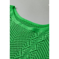Green Pointelle Knit Scallop Edge Short Sleeve Top - XL thumbnail