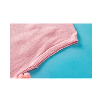 Pink Multi Crochet Flower Knit Short Sleeve Sweater Top - L thumbnail