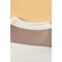 Khaki Stripe Dropped Short Sleeve Lightweight Knitted Top - L thumbnail
