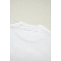 White Touchdown Tinsel Puff Short Sleeve Crew Neck Sweater - S thumbnail