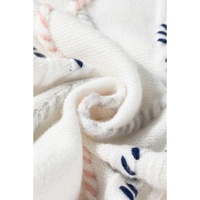 White Multicolor Stitch Detail Cable Knit Short Sleeve Sweater - L thumbnail