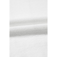 White Pointelle Knit Short Puff Sleeve Crewneck Sweater - S thumbnail