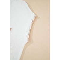 White Knitted YEEHAW Stitch Edge Crew Neck Sweater T Shirt - M thumbnail