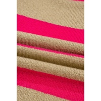 Pink Stripe Colorblock Short Sleeve Crew Neck Lightweight Sweater - S thumbnail