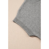 High Flower Pattern Ribbed Trim Short Sleeve Boxy Sweater - XL thumbnail