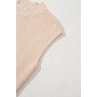 Oatmeal HOWDY Rodeo Cowboy Graphic High Neck Short Sleeve Sweater - S thumbnail