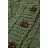 Green Front Pocket and Buttons Closure Cardigan - 2XL thumbnail