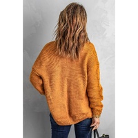 Khaki Chunky Wide Long Sleeve Knit Cardigan - M thumbnail