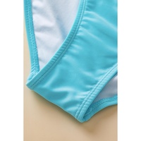 Turquoise Striped Mesh Knotted Hem Tankini Swimsuit - L thumbnail