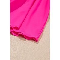 Rose V Neck Ruffled Hem Floral Bottom Tankini Set - L thumbnail