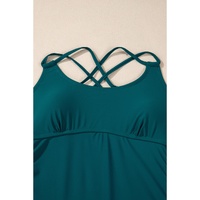 Sea Green Drawstring Tummy Control Mix-and-match 2pcs Tankini Swimsuit - M thumbnail