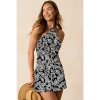 Black Abstract Printed Buckle Crossed Straps Skirted Tankini 2pcs Swimsuit - L thumbnail