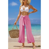 Bonbon Knotted Drop Waist Split Leg Relaxed Pants - 2XL thumbnail