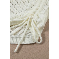 White Hollowed Crochet Cropped 2 Piece Beach Dress - L thumbnail