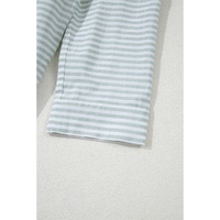 White Stripe Collared V Neck Chest Pocket Long Sleeve Beach Cover up - L thumbnail