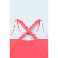Azura Exchange Pink Scalloped Criss Cross High Waist Bikini - S thumbnail