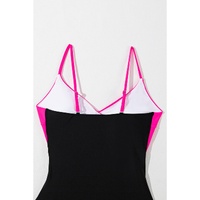 Rose Red Crossover Colorblock Cutout One Piece Swimsuit - S thumbnail